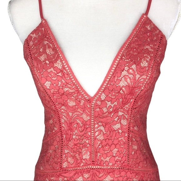 The Jetset Diaries salmon lace Rava dress high/low maxi straps small TJD - Picture 3 of 15